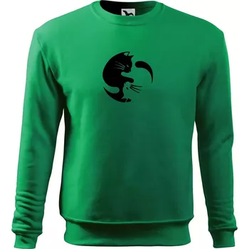 Pánská mikina Kočka - Jin jang - Mikina Essential pánská - M ( Středně zelená )