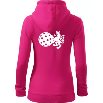 Dámská mikina Český lev florbal - Dámská mikina trendy zipper s kapucí - L ( Purpurová )