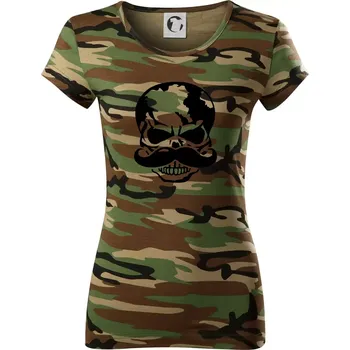 Mustache lebka - Dámské maskáčové triko - M ( Hnědý maskáč )