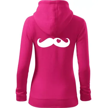 Dámská mikina Mustache love - Dámská mikina trendy zipper s kapucí - XS ( Purpurová )