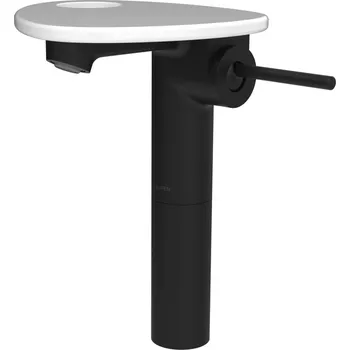 Vodovodní baterie ADA - umyvadlová stojánková páková baterie vysoká s výtokem 110 mm, bez výpusti, včetně poličky s otvorem, PVD černá/bílá lesk HF506714511000