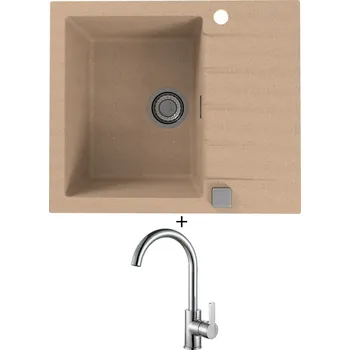 Granitový dřez Granitový dřez SET Alveus CADIT 10 beige 55 + Alveus TONIA chrom