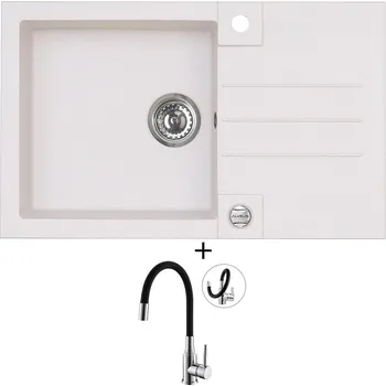 Granitový dřez Granitový dřez SET Alveus ROCK 130 white 11 + Alveus MINTAS chrom/černá