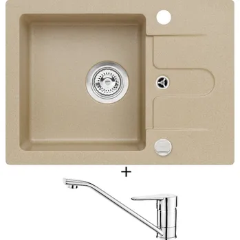 Granitový dřez Granitový dřez SET Alveus CORTINA 10 beige 55 + Deante CORIO BFC 060M chrom