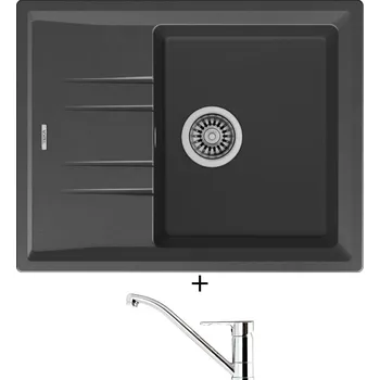 Granitový dřez SET Teka STONE 45 S-TG 1B 1D asphalt + Teka ML CR chrom