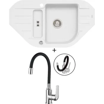 Granitový dřez Granitový dřez SET Alveus NIAGARA 60 white 11 + Kuchinox ELZA BKE 761 chrom/černá