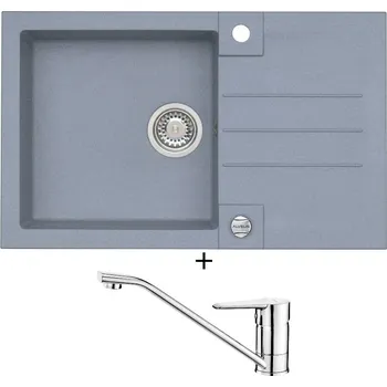 Granitový dřez Granitový dřez SET Alveus ROCK 130 steel 04 + Deante CORIO BFC 060M chrom