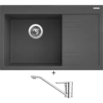 Granitový dřez Granitový dřez SET Sinks RIM 780 L titanium + Deante CORIO BFC 060M chrom