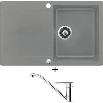 Granitový dřez SET Teka CLIVO 45 B-TQ 1B 1D hliníkově šedá + Teka ML CR chrom