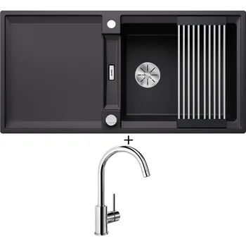 Granitový dřez SET Blanco ADIRA XL 6 S černá s excentrem 527617 + Blanco MIDA chrom 517742