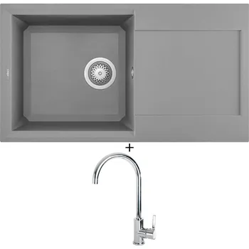 Granitový dřez Granitový dřez SET Elleci EASY 290 G48 cemento + Elleci C01 CADDY chrom