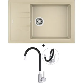Granitový dřez SET Teka STONE 60 S-TG 1B 1D topaz + Deante NEO LUNO BOC B720 nerez