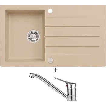 Granitový dřez Granitový dřez SET Alveus CORTINA 130 beige 55 + Alveus RIVIERA X chrom