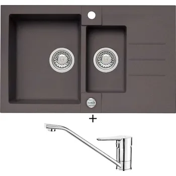 Granitový dřez Granitový dřez SET Alveus ROCK 70 chocolate 03 + Deante CORIO BFC 060M chrom