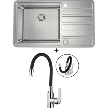 Nerezový dřez Nerezový dřez SET Alveus RANDO 50 nerez odkap vpravo + Kuchinox ELZA BKE 761 chrom/černá