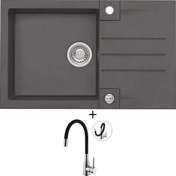 Granitový dřez Granitový dřez SET Alveus ROCK 130 chocolate 03 + Alveus MINTAS chrom/černá