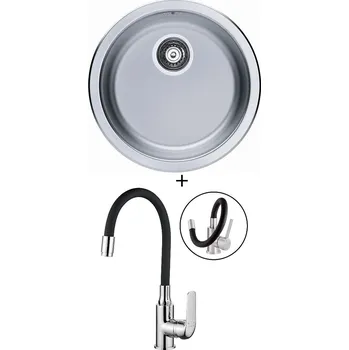 Nerezový dřez Nerezový dřez SET Alveus FORM 10 fi 90 nerez + Kuchinox ELZA BKE 761 chrom/černá