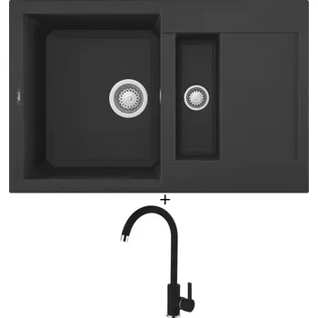 Granitový dřez Granitový dřez SET Elleci EASY 325 G40 full black + Elleci C01 CADDY G40 full black