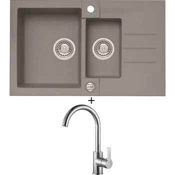 Granitový dřez Granitový dřez SET Alveus ROCK 70 beton 81 + Alveus TONIA chrom