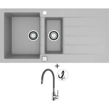 Granitový dřez Granitový dřez SET Alveus CADIT 80 beton 81 + Alveus MINTAS chrom/šedá