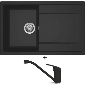 Granitový dřez Granitový dřez SET Elleci LIFE 300 G40 full black + Elleci MINERVA G40 full black