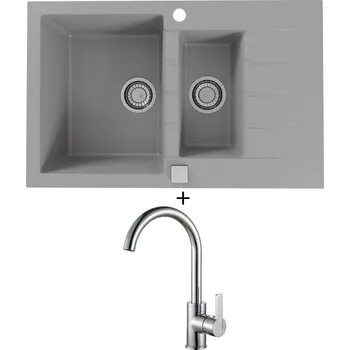 Granitový dřez Granitový dřez SET Alveus CADIT 70 beton 81 + Alveus TONIA chrom