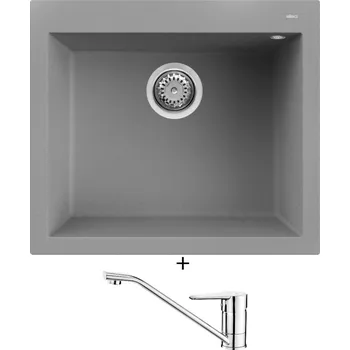 Granitový dřez Granitový dřez SET Elleci QUADRA 105 G48 cemento + Deante CORIO BFC 060M chrom