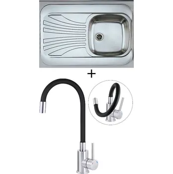 Kuchyňský dřez Nerezový dřez SET Alveus CLASSIC 30 N nerez odkapávací plocha vlevo + Deante NEO LUNO BOC B720 nerez