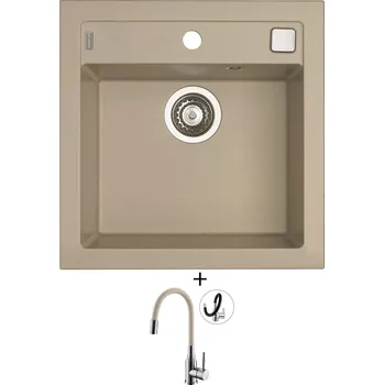 Granitový dřez Granitový dřez SET Alveus FORMIC 20 pebble 02 + Alveus MINTAS chrom/béžová