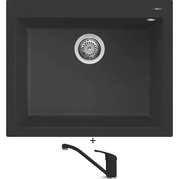 Granitový dřez Granitový dřez SET Elleci QUADRA 110 G40 full black + Elleci MINERVA G40 full black