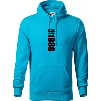 Pánská mikina Limited edition 1980 pruh - Mikina pánská Cape s kapucí - L ( Světlý tyrkys )