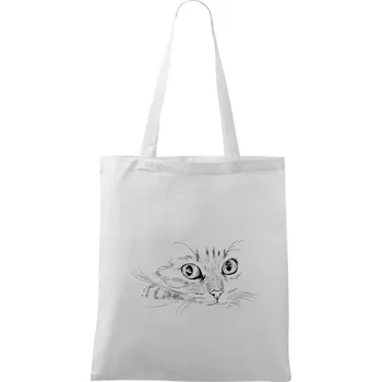 Kočka obličej kreslený - Taška bavlněná - 42 x 38 cm ( Bílá )