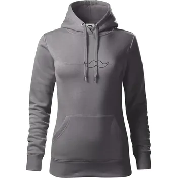 Dámská mikina Linka knírek - Mikina dámská Cape s kapucí - XL ( Ocelově šedá )