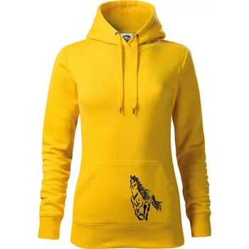 Dámská mikina Kůň běžící - Mikina dámská Cape s kapucí - S ( Žlutá )