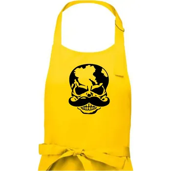 Kuchyňská zástěra Mustache lebka - Dámská zástěra na vaření - Univerzální velikost ( Žlutá )