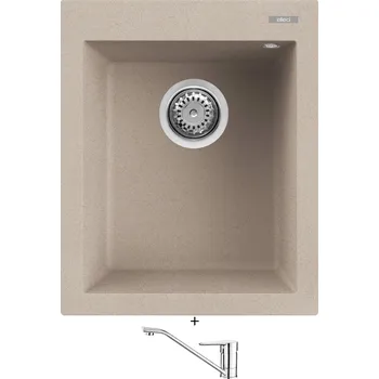 Granitový dřez Granitový dřez SET Elleci QUADRA 100 G51 avena + Deante CORIO BFC 060M chrom
