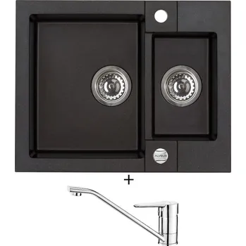Granitový dřez Granitový dřez SET Alveus ROCK 80 black 91 + Deante CORIO BFC 060M chrom