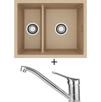 Granitový dřez Dřez pod desku SET Alveus OMNI 50 beige 55 + Alveus RIVIERA X chrom