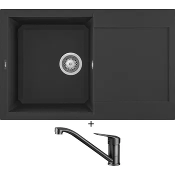 Granitový dřez Granitový dřez SET Elleci EASY 300 G40 full black + Deante NEO BORO BMO N60M černá matná