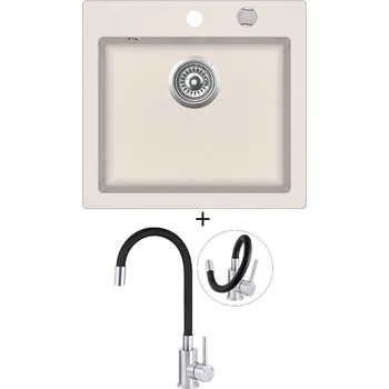 Granitový dřez SET Teka CLIVO 50 S-TQ 1B topaz + Deante NEO LUNO BOC B720 nerez