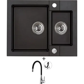 Granitový dřez Granitový dřez SET Alveus ROCK 80 black 91 + Alveus MINTAS chrom/černá