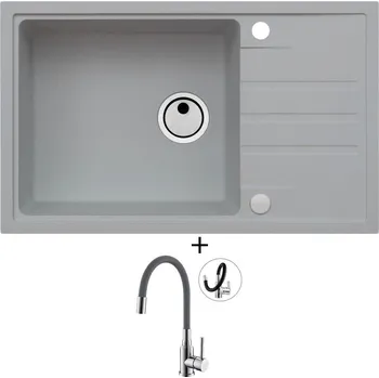 Granitový dřez Granitový dřez SET Alveus INTERMEZZO 130 beton 81 + Alveus MINTAS chrom/šedá