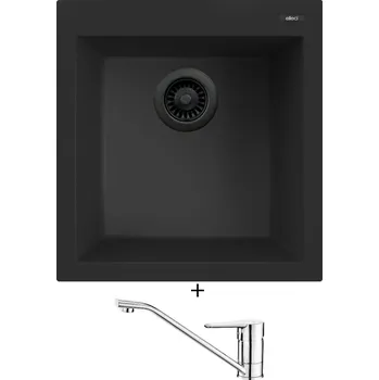 Granitový dřez Granitový dřez SET Elleci QUADRA 102 černá edice + Deante CORIO BFC 060M chrom