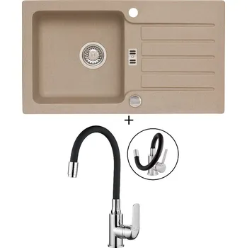 Granitový dřez Granitový dřez SET Alveus NIAGARA 30 beige 55 + Kuchinox ELZA BKE 761 chrom/černá