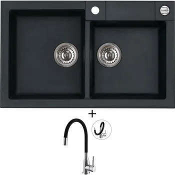 Granitový dřez Granitový dřez SET Alveus ROCK 90 black 91 + Alveus MINTAS chrom/černá