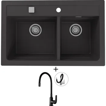 Granitový dřez Granitový dřez SET Alveus ATROX 50 black 91 + Kuchinox ELZA BKE B61D černá matná