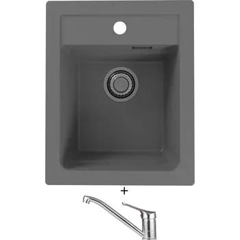 Granitový dřez Granitový dřez SET Alveus ATROX 10 beton 81 + Alveus RIVIERA X chrom