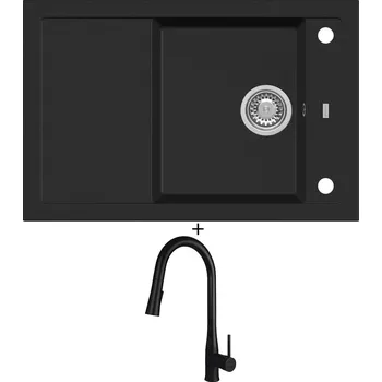 Granitový dřez Granitový dřez SET Alveus FORMIC 30 černá matná + Deante LUKRECJA N72M černá matná