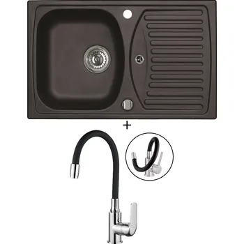 Granitový dřez Granitový dřez SET Alveus RECORD 30 black 91 + Kuchinox ELZA BKE 761 chrom/černá