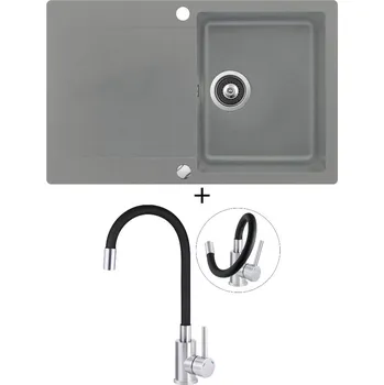 Granitový dřez Granitový dřez SET Teka CLIVO 45 B-TQ 1B 1D hliníkově šedá + Deante NEO LUNO BOC B720 nerez